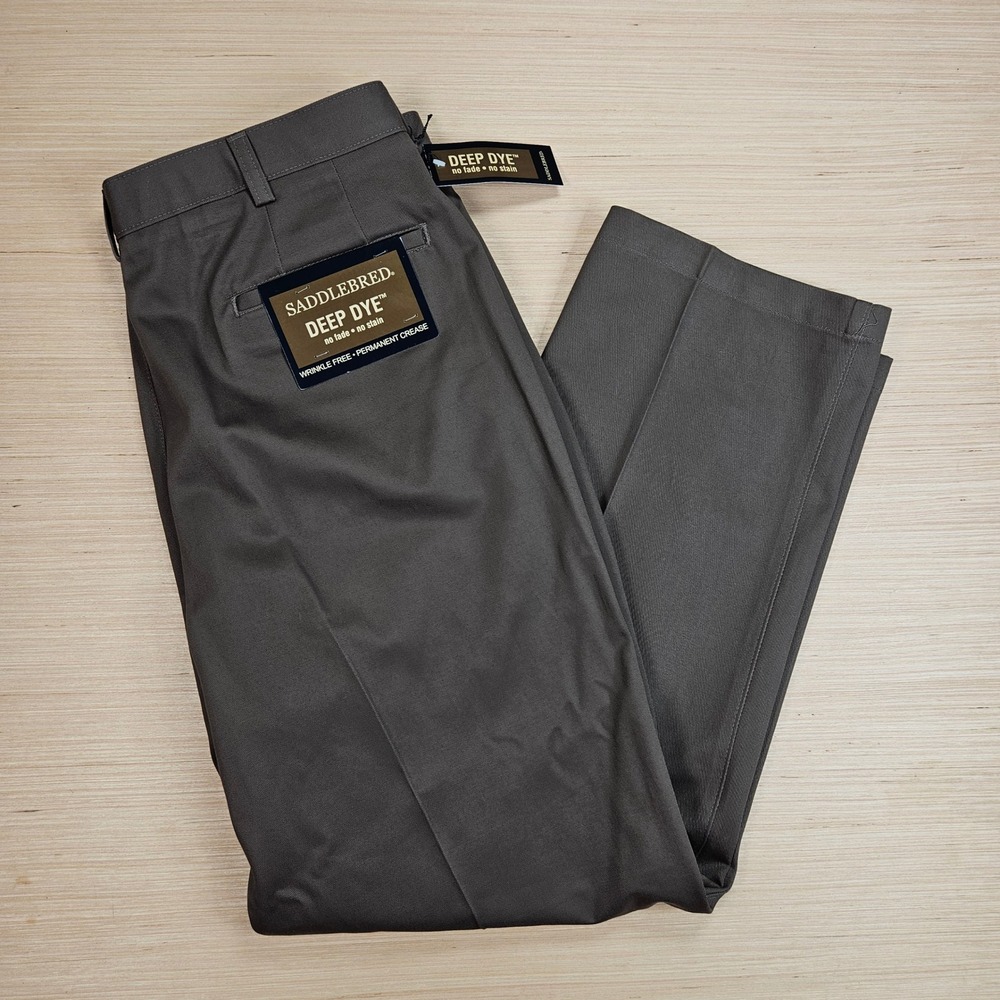 Saddlebred Pants Mens 36x30 Birch Deep Dye Wrinkle Free Chino NEW